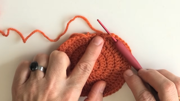 Finished outer edge of the crochet pumpkin topper