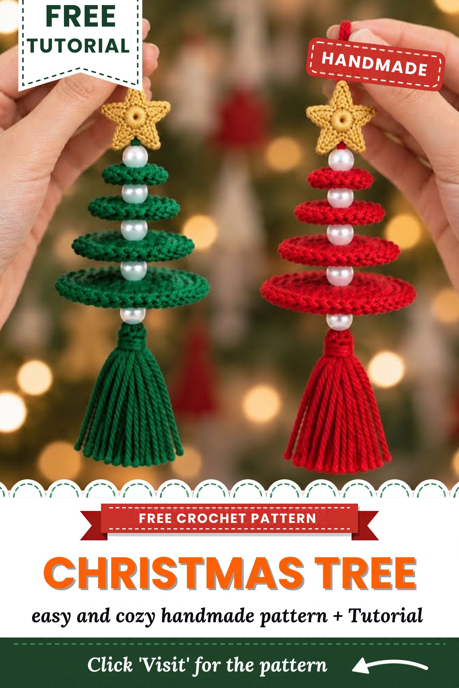 Crochet Christmas tree ornament pattern photo