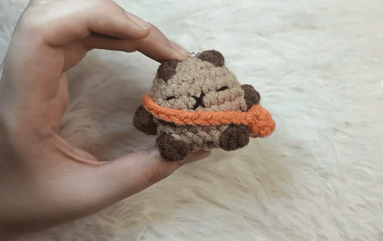 Crochet Capybara Keychain Pattern with Orange Bag