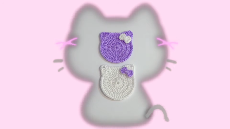 Crochet Cat Coaster Pattern with a Little Bow