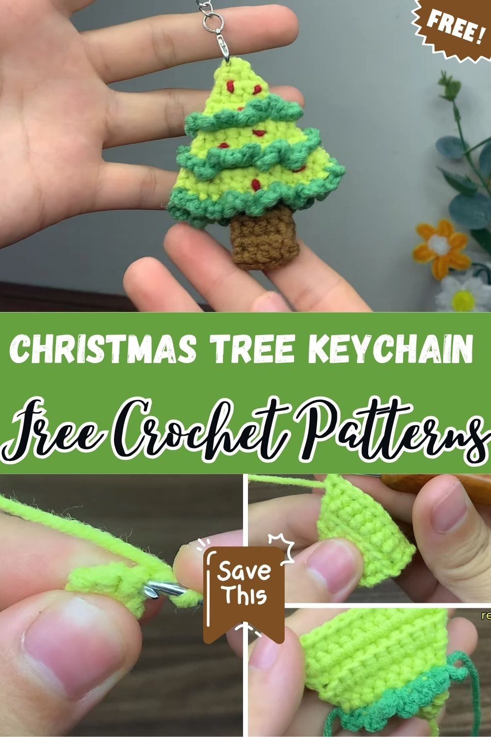 Crochet Christmas Tree Keychain Pattern For Bag Charm