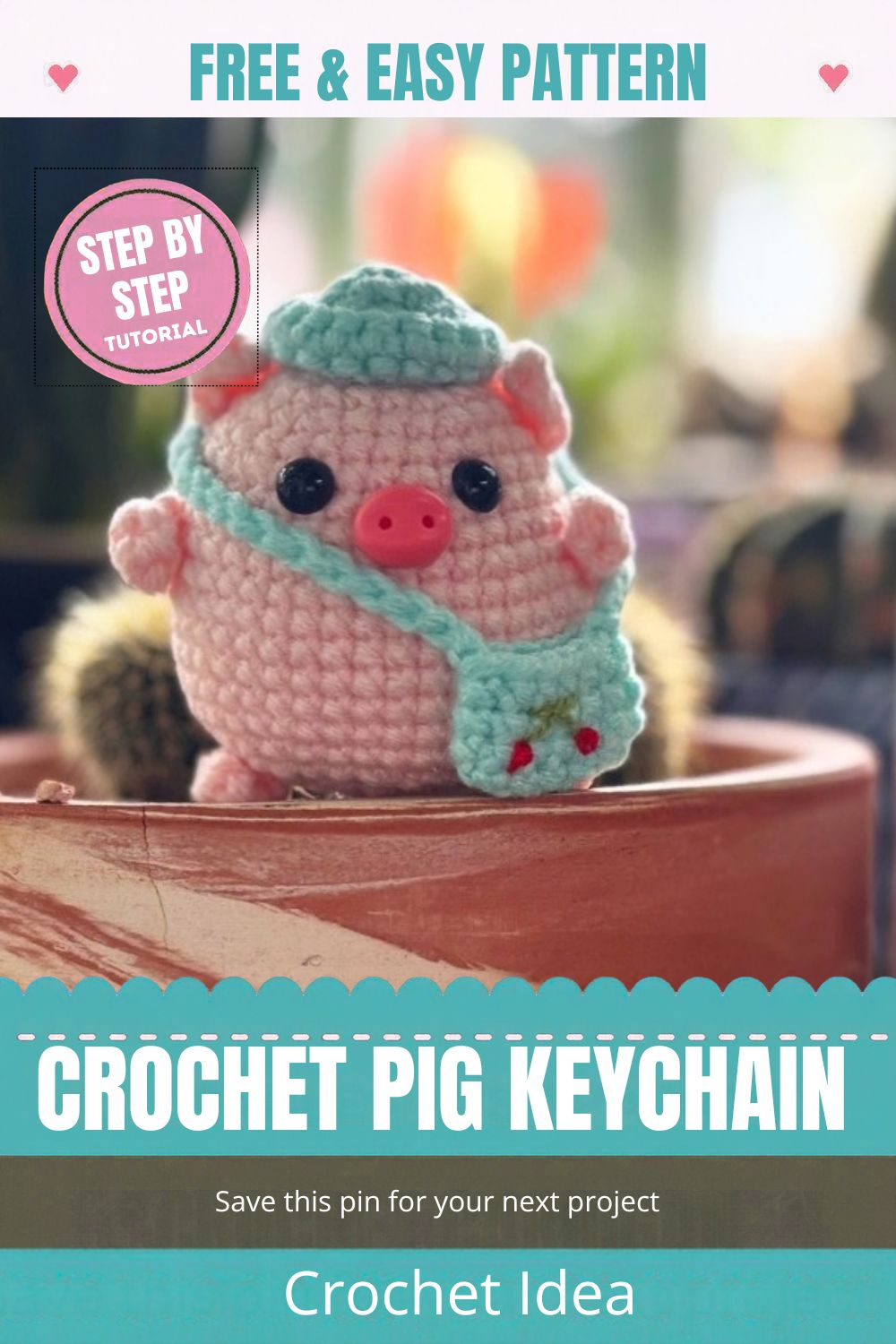 Crochet student pig amigurumi pattern for the school day