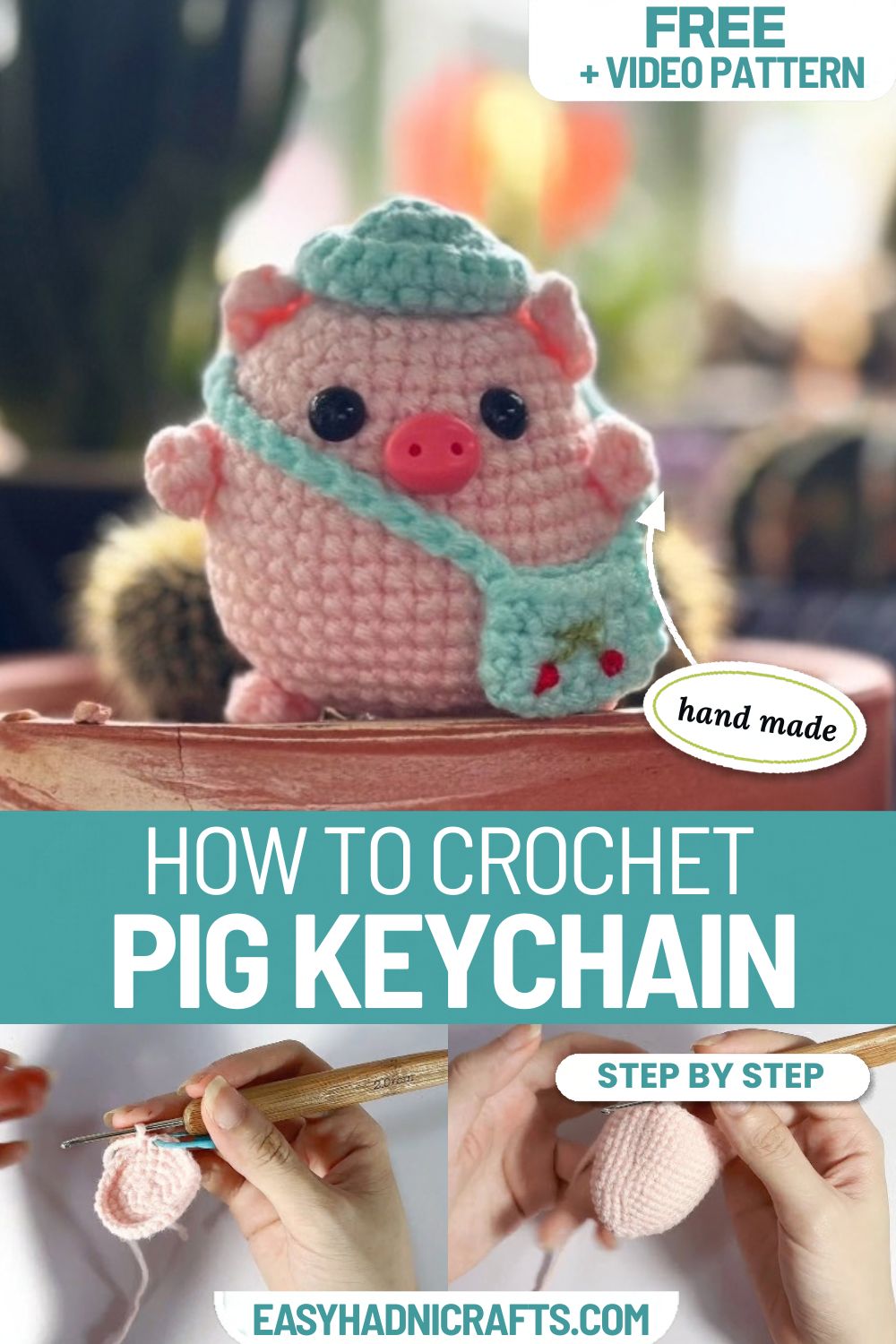 Student pig amigurumi: crochet pig dressed for the school day