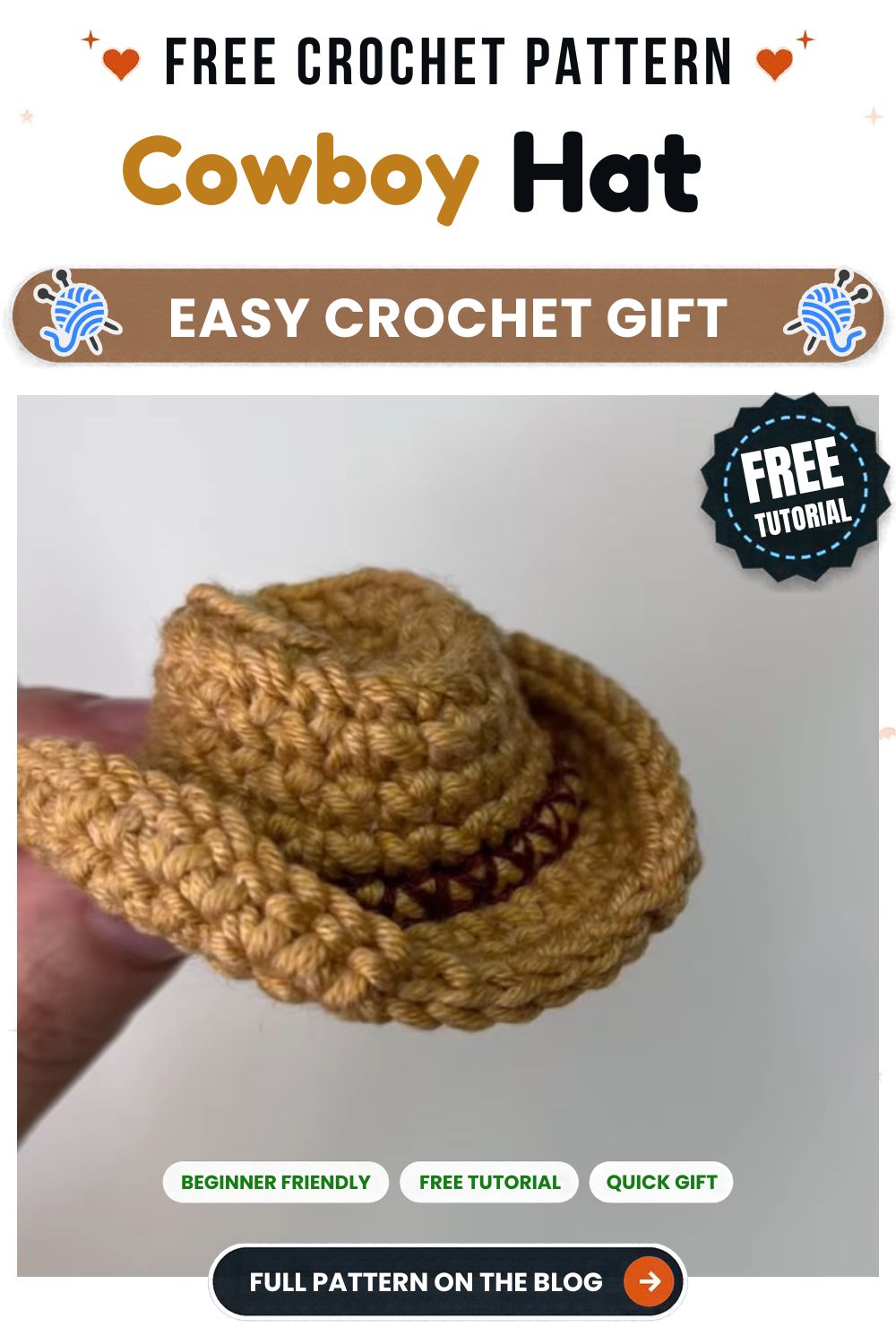 DIY Mini Crochet Cowboy Hat Pattern for Beginners