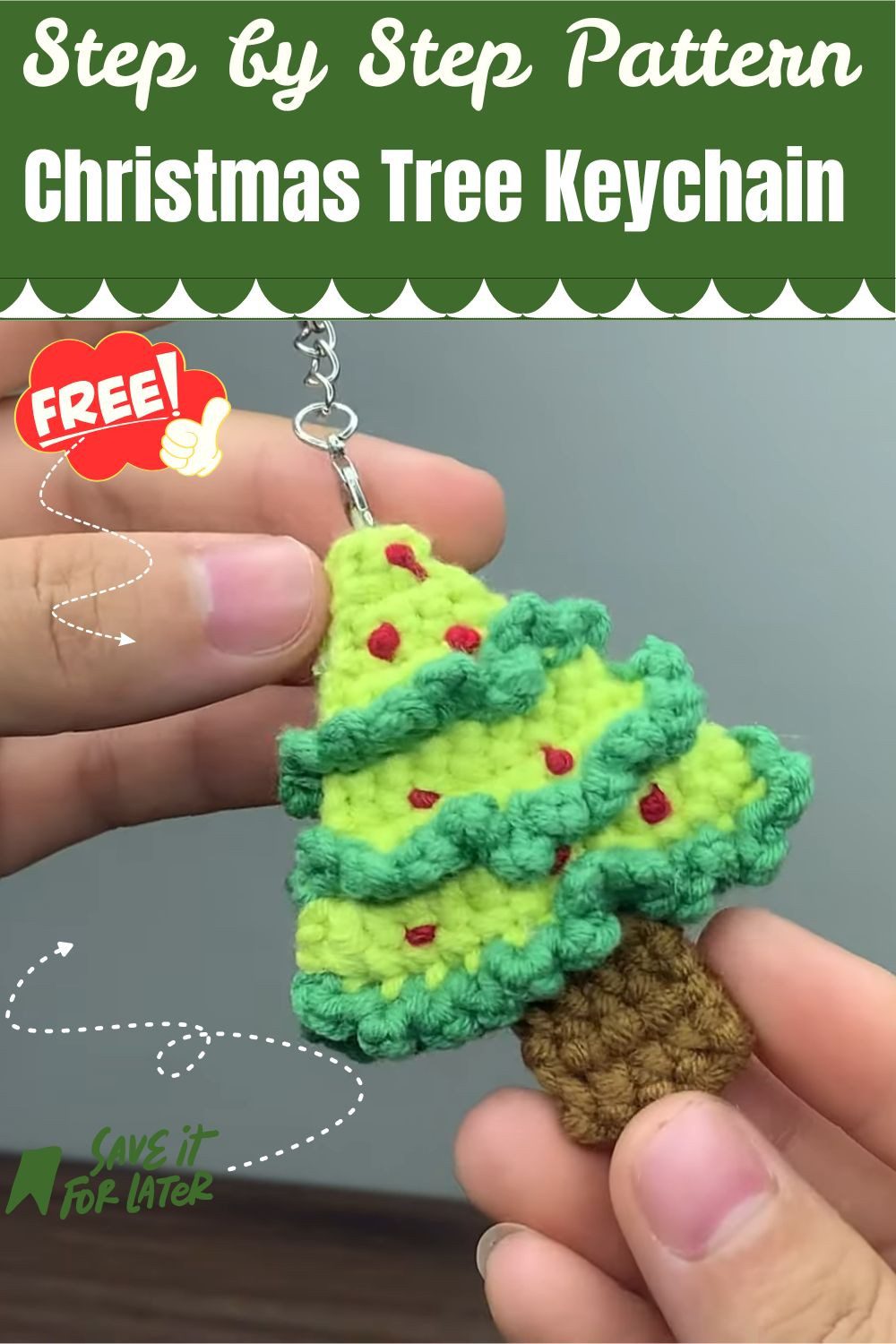 Crochet Christmas Tree Keychain Pattern For Bag Charm