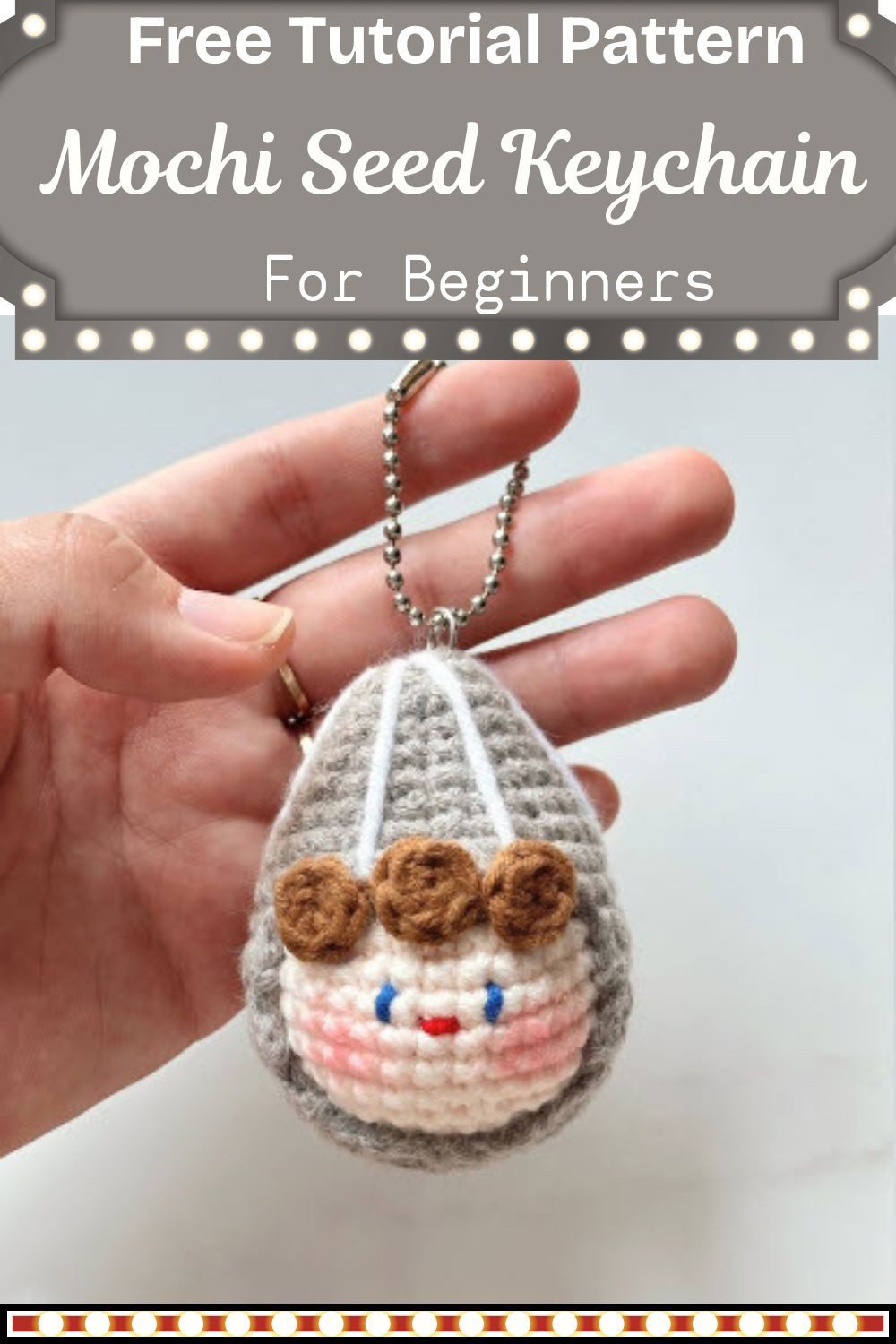Sunflower Crochet Mochi Seed Keychain Pattern With Tiny Face
