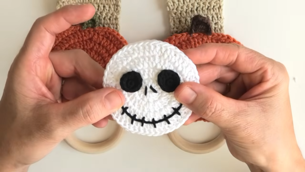 Finished white ghoul face for the Halloween towel hanger