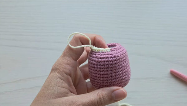 Pink body shape with a cream edge started at the top.