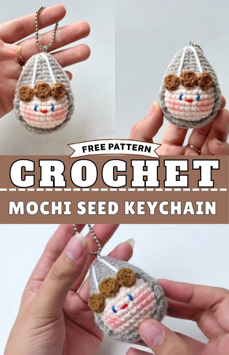 Sunflower Crochet Mochi Seed Keychain Pattern With Tiny Face